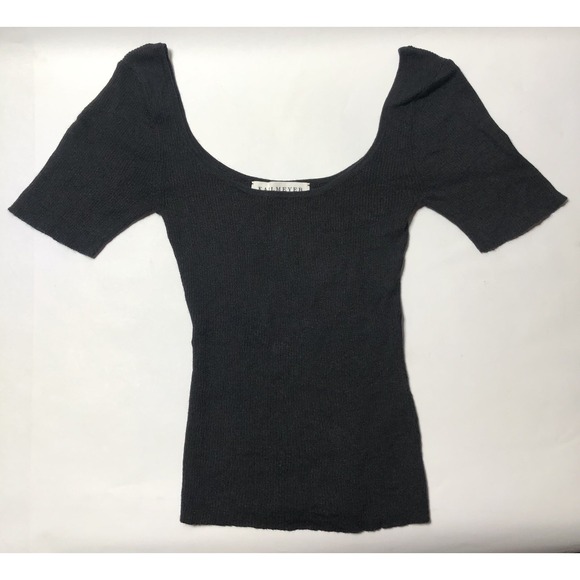Kallmeyer Tops - KALLMEYER Womens XS Luxury Black Shirt Top Knit Short Sleeve Scoop Linen Stretch